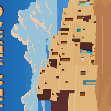 New Mexico, USA, art deco style vintage poster, illustration 1000 Jigsaw Puzzle 3D Modell