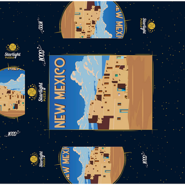 New Mexico, USA, art deco style vintage poster, illustration 1000 Jigsaw Puzzle box 3D Modell