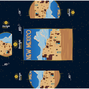 New Mexico USA art deco style vintage poster illustration 100 Jigsaw Puzzle box 3D Modell