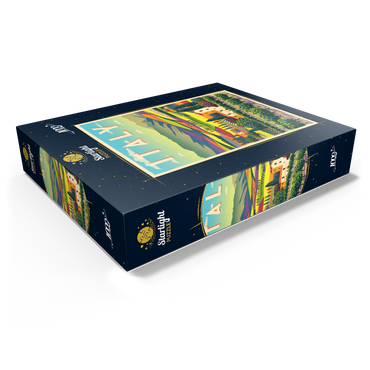 Romantic rural landscape, Italy, art deco style vintage poster, illustration 1000 Jigsaw Puzzle box view1