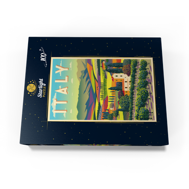 Romantic rural landscape Italy art deco style vintage poster illustration 100 Jigsaw Puzzle box view1