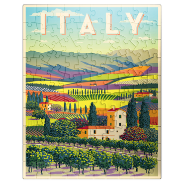 puzzleplate Romantic rural landscape Italy art deco style vintage poster illustration 100 Jigsaw Puzzle