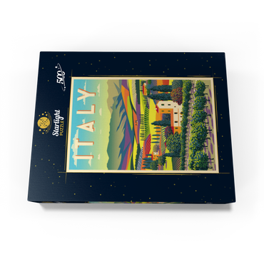 Romantic rural landscape Italy art deco style vintage poster illustration 500 Jigsaw Puzzle box view1