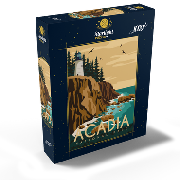 Acadia National Park Maine USA Art Deco style vintage poster illustration 1000 Jigsaw Puzzle box view2