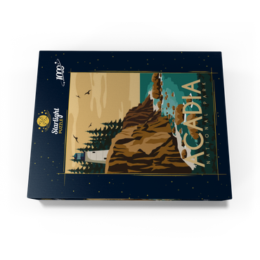 Acadia National Park Maine USA Art Deco style vintage poster illustration 1000 Jigsaw Puzzle box view3