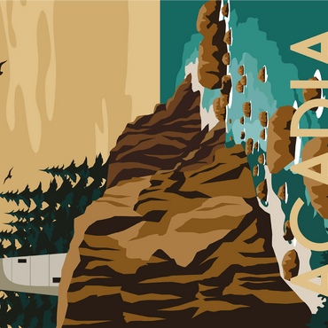 Acadia National Park Maine USA Art Deco style vintage poster illustration 1000 Jigsaw Puzzle 3D Modell