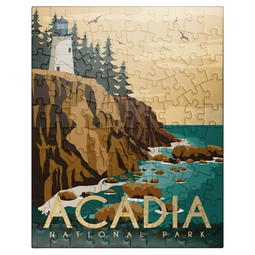 puzzleplate Acadia National Park Maine USA Art Deco style vintage poster illustration 100 Jigsaw Puzzle
