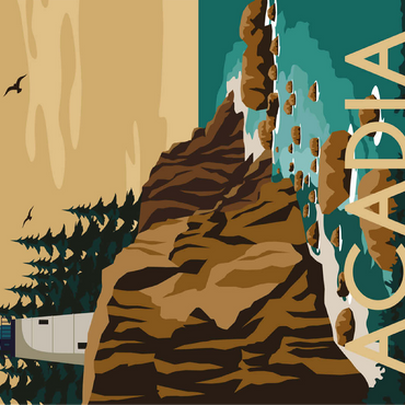 Acadia National Park Maine USA Art Deco style vintage poster illustration 100 Jigsaw Puzzle 3D Modell