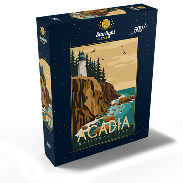 Acadia National Park Maine USA Art Deco style vintage poster illustration 500 Jigsaw Puzzle box view2