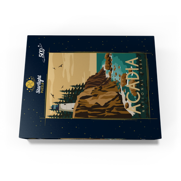 Acadia National Park Maine USA Art Deco style vintage poster illustration 500 Jigsaw Puzzle box view3