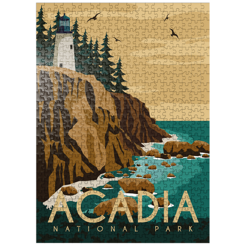 puzzleplate Acadia National Park Maine USA Art Deco style vintage poster illustration 500 Jigsaw Puzzle