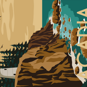 Acadia National Park Maine USA Art Deco style vintage poster illustration 500 Jigsaw Puzzle 3D Modell