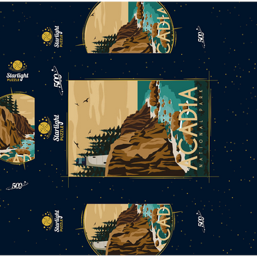 Acadia National Park Maine USA Art Deco style vintage poster illustration 500 Jigsaw Puzzle box 3D Modell