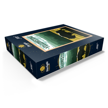 Bisons in Yellowstone National Park art deco style vintage poster illustration 1000 Jigsaw Puzzle box view1