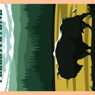Bisons in Yellowstone National Park art deco style vintage poster illustration 1000 Jigsaw Puzzle 3D Modell