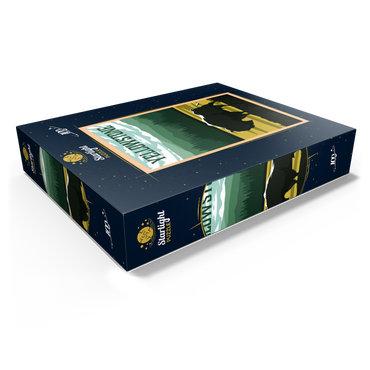 Bisons in Yellowstone National Park art deco style vintage poster illustration 100 Jigsaw Puzzle box view1