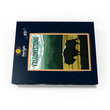 Bisons in Yellowstone National Park art deco style vintage poster illustration 100 Jigsaw Puzzle box view3