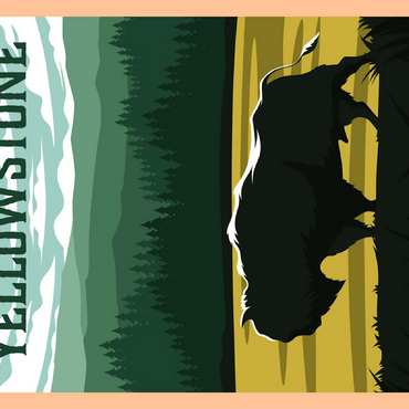 Bisons in Yellowstone National Park art deco style vintage poster illustration 100 Jigsaw Puzzle 3D Modell