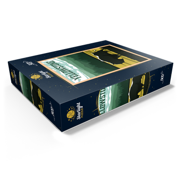 Bisons in Yellowstone National Park art deco style vintage poster illustration 500 Jigsaw Puzzle box view1