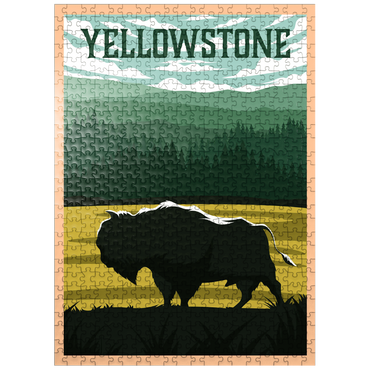 puzzleplate Bisons in Yellowstone National Park art deco style vintage poster illustration 500 Jigsaw Puzzle