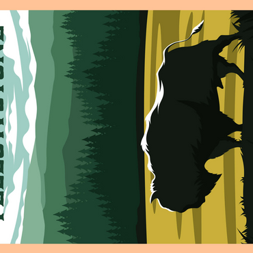 Bisons in Yellowstone National Park art deco style vintage poster illustration 500 Jigsaw Puzzle 3D Modell