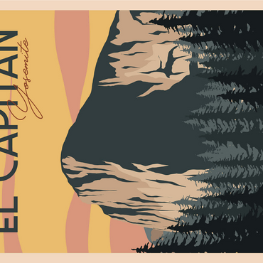 El Capitan in Yosemite National Park USA Art Deco style vintage poster illustration 1000 Jigsaw Puzzle 3D Modell