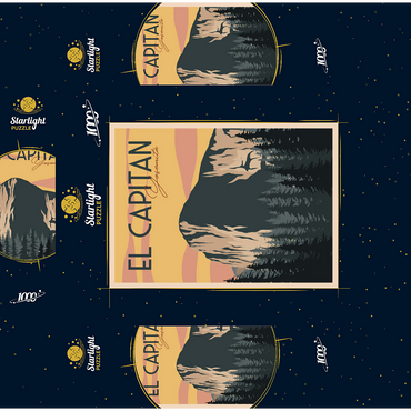 El Capitan in Yosemite National Park USA Art Deco style vintage poster illustration 1000 Jigsaw Puzzle box 3D Modell