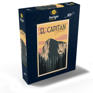 El Capitan in Yosemite National Park USA Art Deco style vintage poster illustration 100 Jigsaw Puzzle box view2