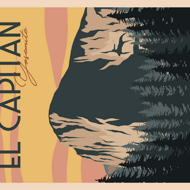 El Capitan in Yosemite National Park USA Art Deco style vintage poster illustration 100 Jigsaw Puzzle 3D Modell