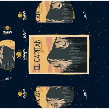 El Capitan in Yosemite National Park USA Art Deco style vintage poster illustration 100 Jigsaw Puzzle box 3D Modell