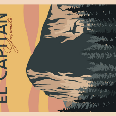 El Capitan in Yosemite National Park USA Art Deco style vintage poster illustration 500 Jigsaw Puzzle 3D Modell