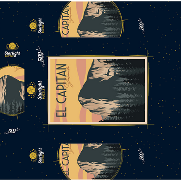 El Capitan in Yosemite National Park USA Art Deco style vintage poster illustration 500 Jigsaw Puzzle box 3D Modell