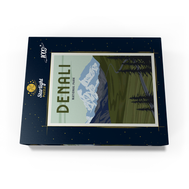 Denali National Park, Alaska, art deco style vintage poster, illustration 1000 Jigsaw Puzzle box view1
