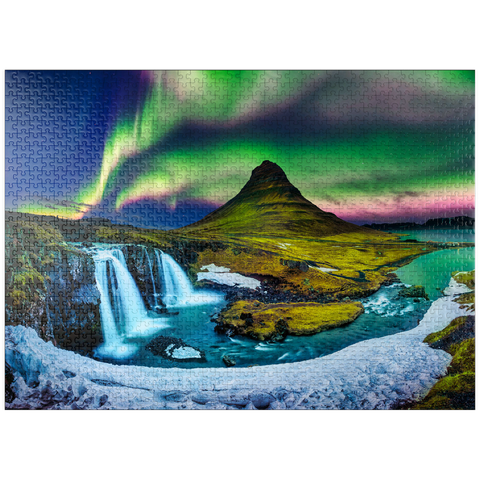 puzzleplate Northern lights, Aurora borealis at Kirkjufell in Iceland 1000 Jigsaw Puzzle