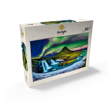 Northern lights Aurora borealis at Kirkjufell in Iceland 100 Jigsaw Puzzle box view1