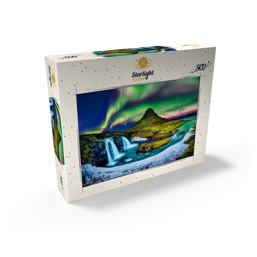 Northern lights Aurora borealis at Kirkjufell in Iceland 500 Jigsaw Puzzle box view1