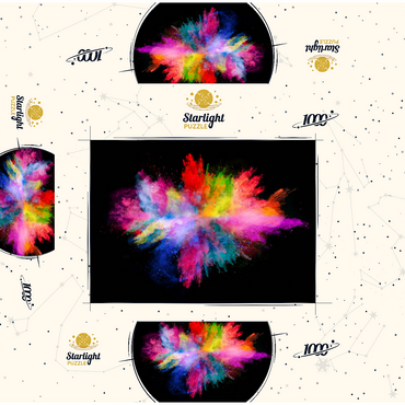Powder color explosion against black background 1000 Jigsaw Puzzle box 3D Modell
