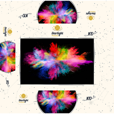 Powder color explosion against black background 100 Jigsaw Puzzle box 3D Modell