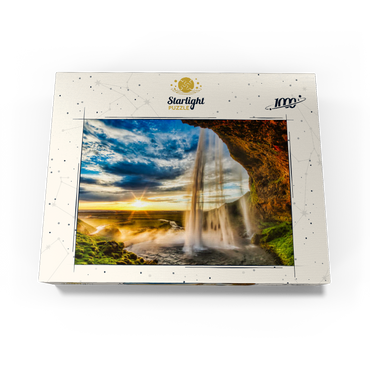 Seljalandfoss waterfall at sunset, Iceland 1000 Jigsaw Puzzle box view1