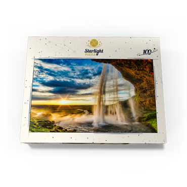 Seljalandfoss waterfall at sunset Iceland 100 Jigsaw Puzzle box view1