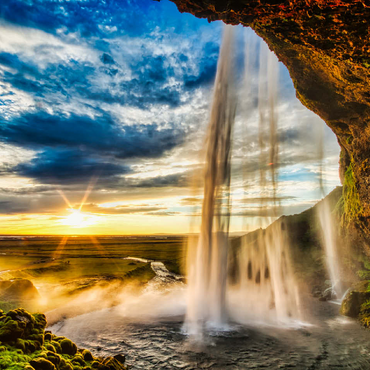 Seljalandfoss waterfall at sunset Iceland 100 Jigsaw Puzzle 3D Modell