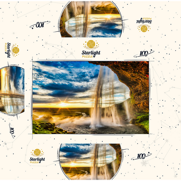 Seljalandfoss waterfall at sunset Iceland 100 Jigsaw Puzzle box 3D Modell
