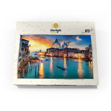 Grand Canal with gondola at sunset Venice Italy 100 Jigsaw Puzzle box view1