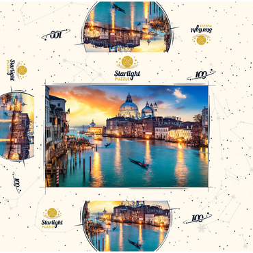 Grand Canal with gondola at sunset Venice Italy 100 Jigsaw Puzzle box 3D Modell