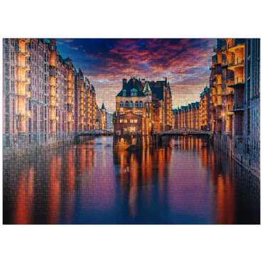 puzzleplate Speicherstadt Hamburg at dusk 1000 Jigsaw Puzzle