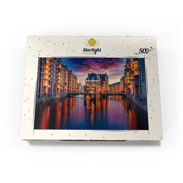 Speicherstadt Hamburg at dusk 500 Jigsaw Puzzle box view1