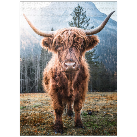 puzzleplate Highland cattle in the Italian Dolomites 1000 Jigsaw Puzzle
