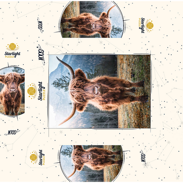 Highland cattle in the Italian Dolomites 1000 Jigsaw Puzzle box 3D Modell