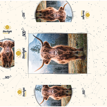 Highland cattle in the Italian Dolomites 500 Jigsaw Puzzle box 3D Modell