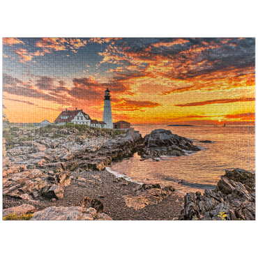 puzzleplate Portland Lighthouse at Sunrise in New England, Maine, USA 1000 Jigsaw Puzzle